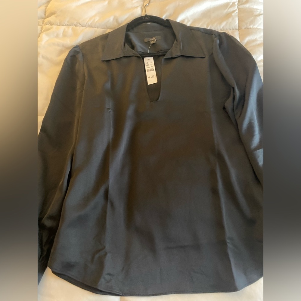 J Crew Satin V neck blouse